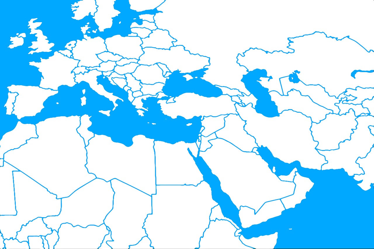 Контурная карта ближнего востока и северной африки